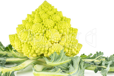 Fresh green romanesco cauliflower isolated on white