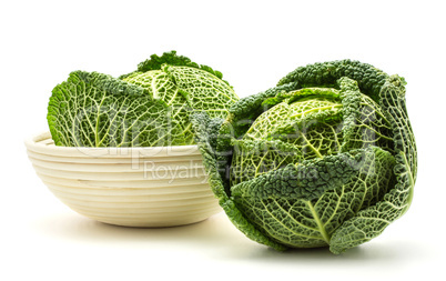 Fresh Savoy Cabbage isolated on white