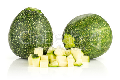 Fresh raw round Zucchini isolated on white