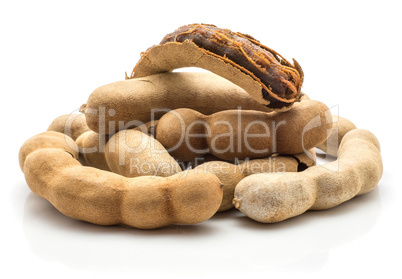 Tamarind fruit isolated on white