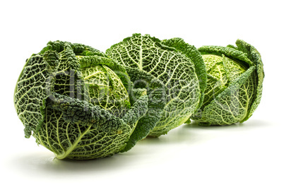 Fresh Savoy Cabbage isolated on white