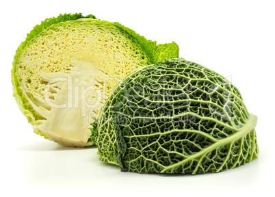 Fresh Savoy Cabbage isolated on white