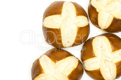 Fresh Bavarian bread bun isolated on white