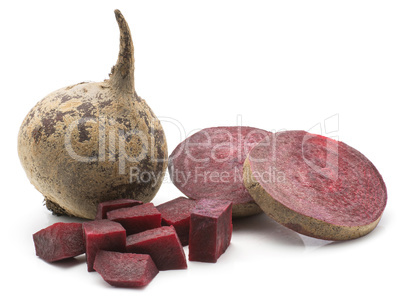 Raw beetroot isolated on white