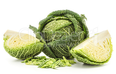 Fresh Savoy Cabbage isolated on white