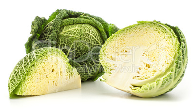 Fresh Savoy Cabbage isolated on white