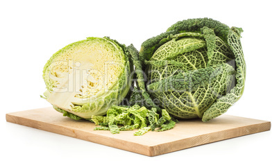 Fresh Savoy Cabbage isolated on white