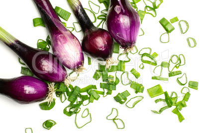 Fresh Raw green spring onion isolated on white