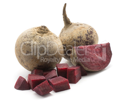 Raw beetroot isolated on white