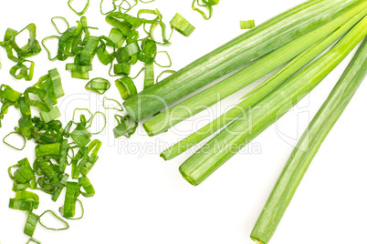 Fresh Raw green spring onion isolated on white