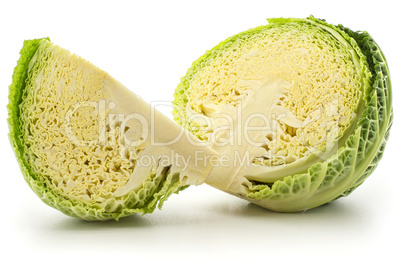 Fresh Savoy Cabbage isolated on white