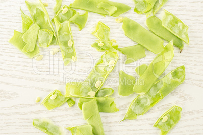 Fresh Flat Green Bean on grey wood