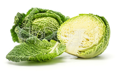 Fresh Savoy Cabbage isolated on white