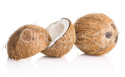 Fresh brown coconut isolated on white