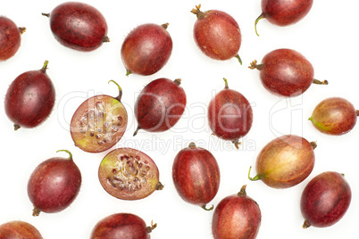 Fresh raw red gooseberry isolated on white