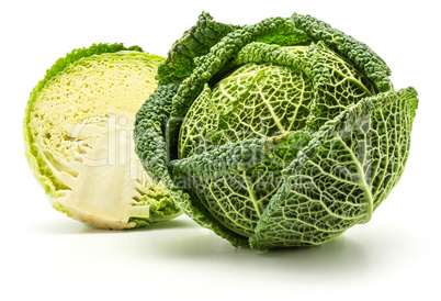 Fresh Savoy Cabbage isolated on white