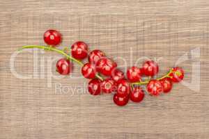 Fresh raw red currant on brown wood
