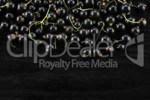 Fresh Raw Black Currant berry on black wood