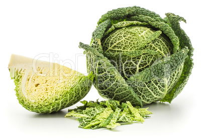 Fresh Savoy Cabbage isolated on white