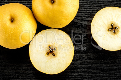 Fresh Nashi golden pear isolated on white