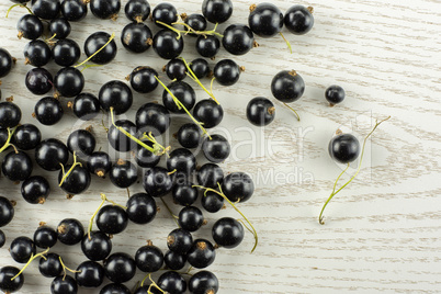 Fresh Raw Black Currant berry on grey wood