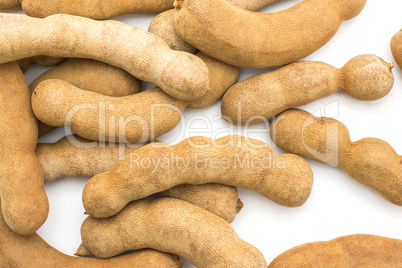 Tamarind fruit isolated on white