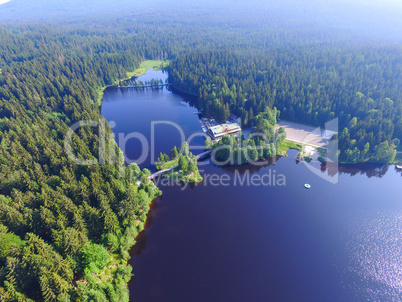Luftbild Landschaft See Ortschaft Fichtelgebirge