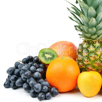 fruits isolated on white background. Healthy food. Free space fo