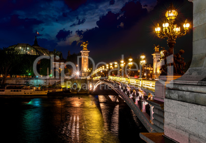 Night over bridge Alexandre III