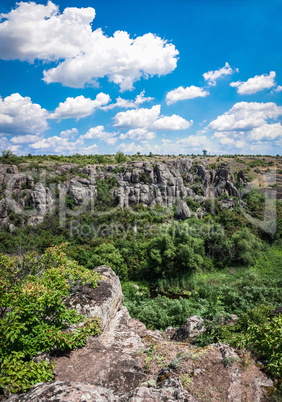 Landscape of the canyon Aktovo and Devil Valley in Ukraine.