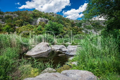 Landscape of the canyon Aktovo and Devil Valley in Ukraine.