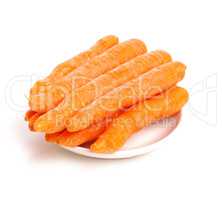 Organic baby carrots on a plate