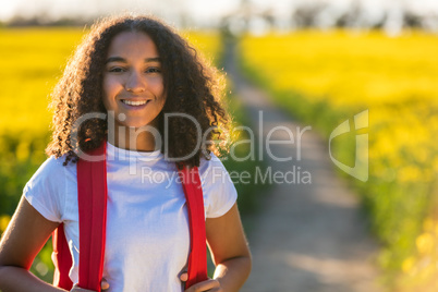 Mixed Race African American Girl Teenager Hiking