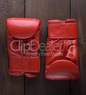 pair of leather red boxing gloves