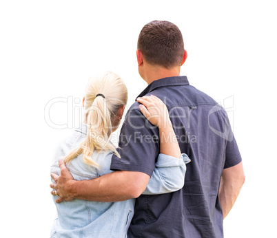 Young Adult Couple Facing Away Isolated On A White Background