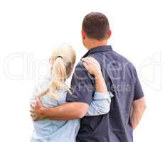 Young Adult Couple Facing Away Isolated On A White Background