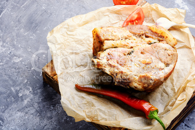 Baked meat with spices