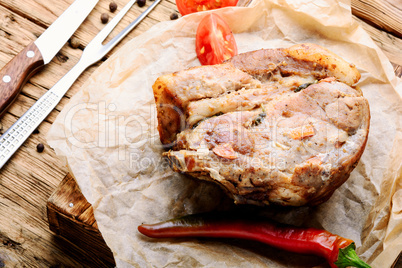 Baked meat with spices