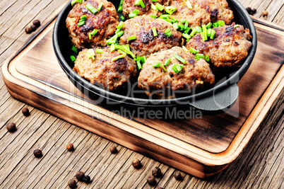 Delicious meatballs in cast iron skillet