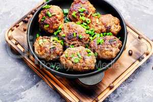 Meatballs in cast iron skillet