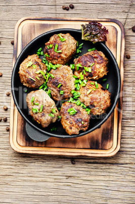 Meatballs in cast iron skillet