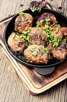 Meatballs in cast iron skillet