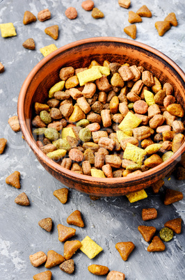 Pet food in bowl