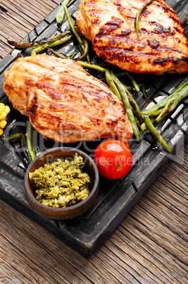 Grilled healthy chicken breasts