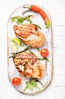 Roast chicken breast with lime