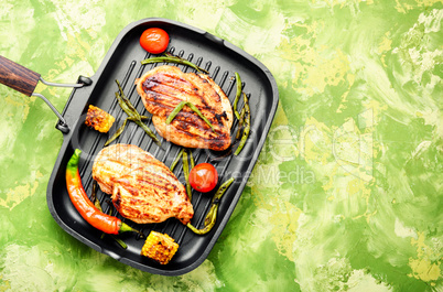 Grilled healthy chicken breasts