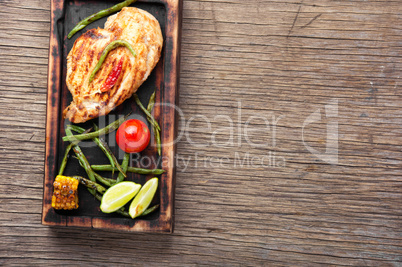 Roast chicken breast with lime