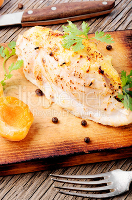 Chicken breasts cooked with apricot