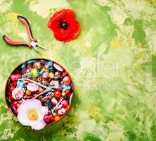 Beads and poppy