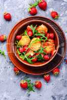 Salad with strawberry and fried cheese